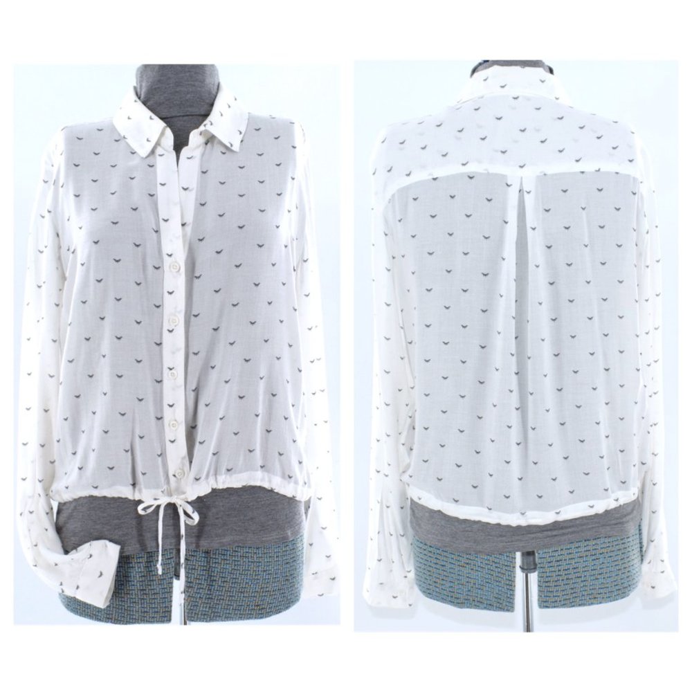 Anthro Cloth & Stone Eyelash Tie-Front Blouse M